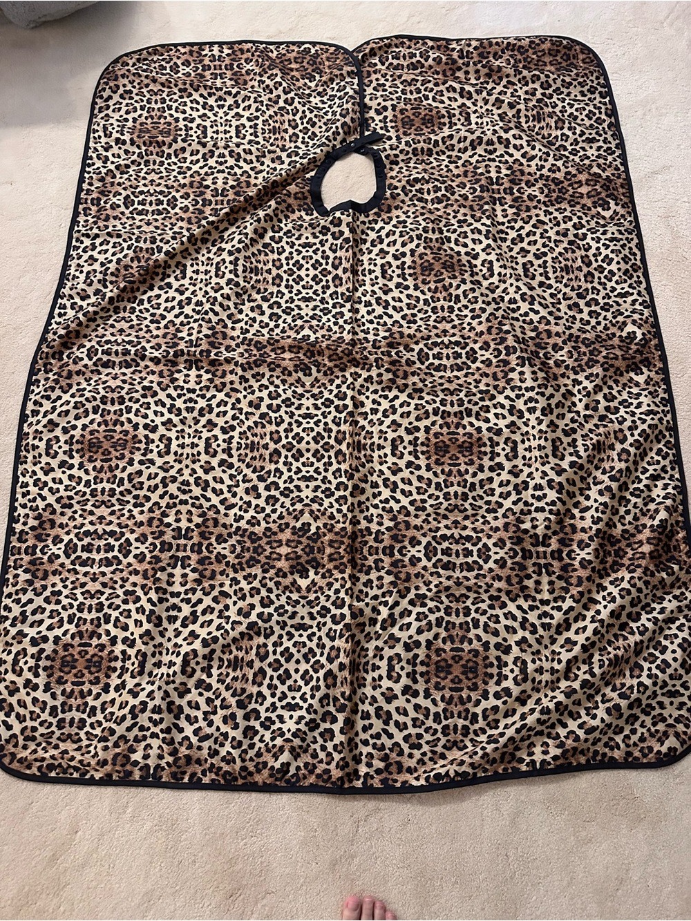 Leopard Print Salon Cape - Beige/Brown